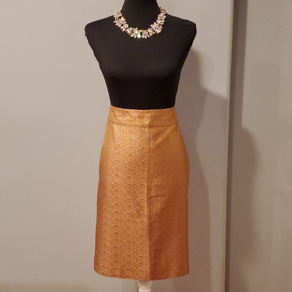 J. Crew Dresses & Skirts - 💖3/$18 JCREW Metallic Rose Gold Pencil Silk Skirt